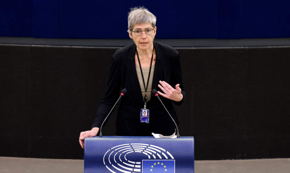 Jutta Paulus von den Grünen bei einer Rede im EU-Parlament